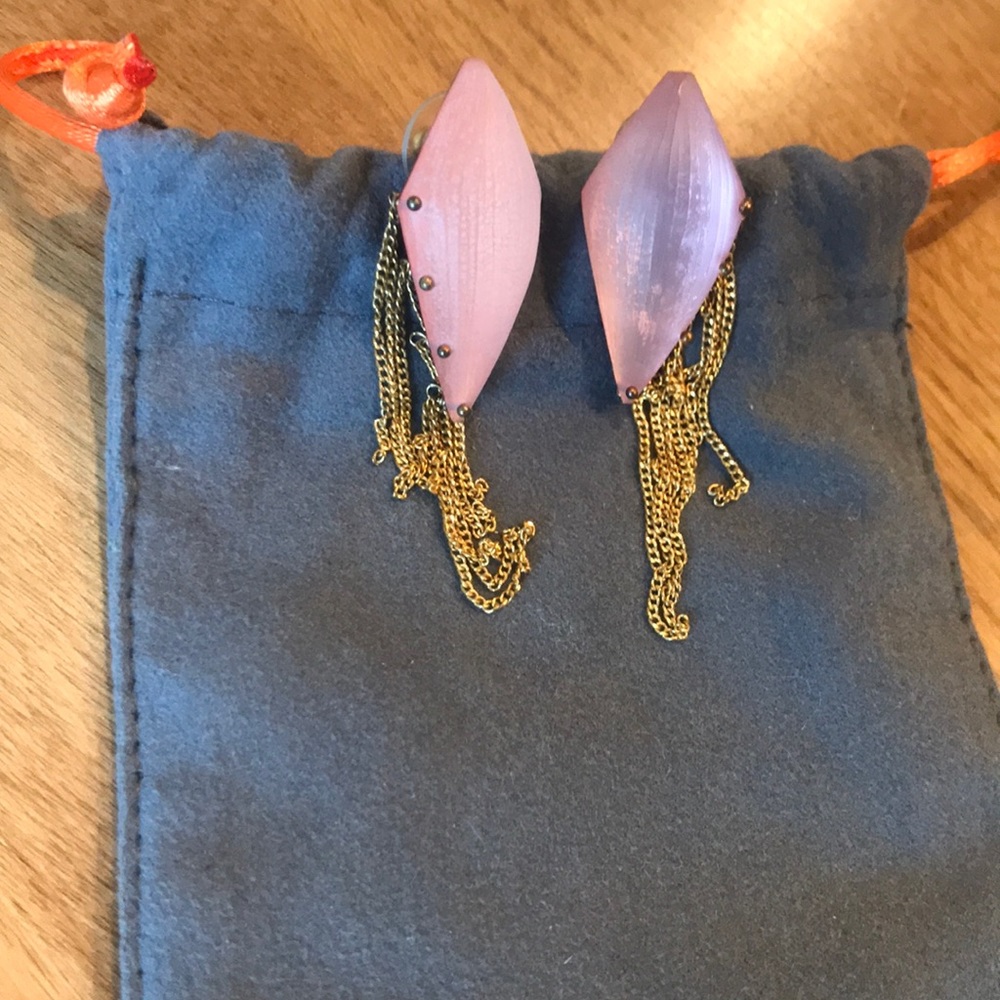 Alexis Bittar pink earring with gold